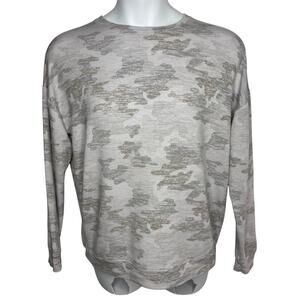 Athleta Women's Medium M Pure‎ Luxe Printed Long Sleeve Sweatshirt Gray Camo